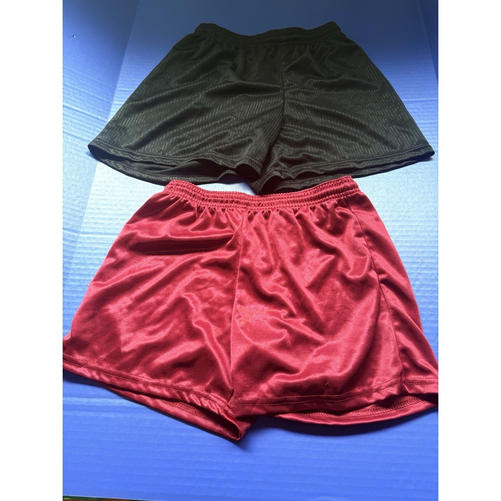 LOT of 2 Youth Small Soccer Shorts – Black & Maroon – Athletic Activewear Sport